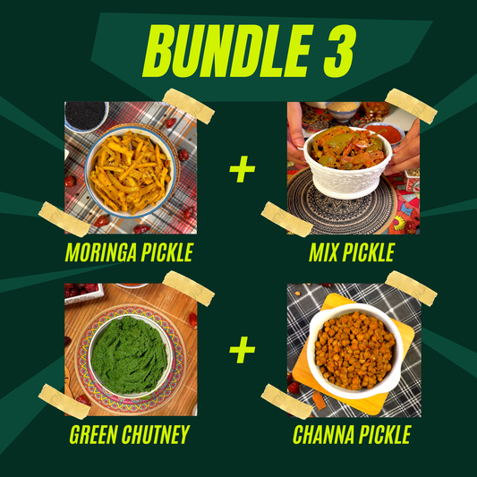 Moringa, Mixed Pickle, Green Chutney & Channa Pickle Combo – 500g Each(2kg Value Pack)