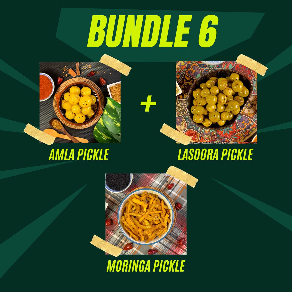 Amla, Lasoora & Moringa Pickle Trio – 800g Each (2.4kg Family Pack)