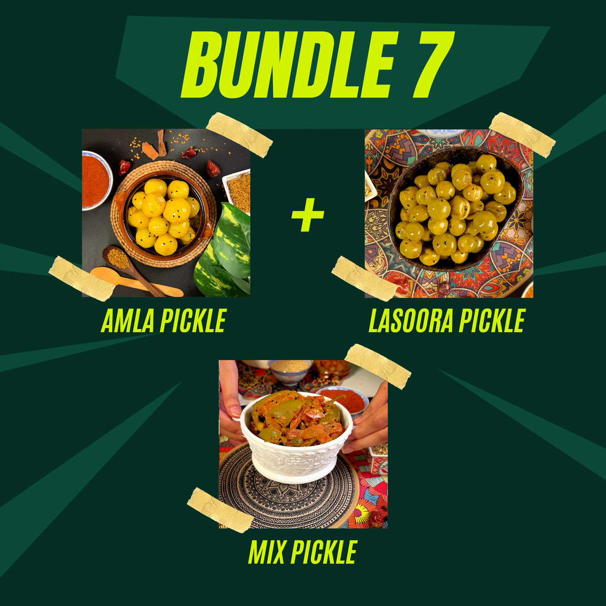 Amla, Lasoora & Mix Pickle Combo – 800g Each (2.4kg Family Pack)